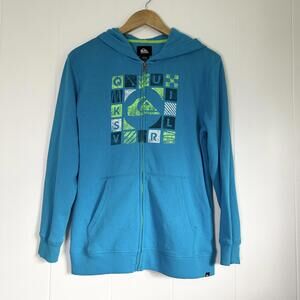 Vintage Quiksilver Graphic Zip Up Long Sleeve Hooded Jacket Women's Large